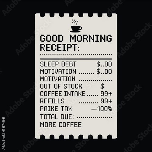 Black and white vector illustration of a barcode on a paper ticket label with business information