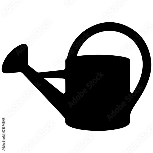 Black silhouette of a watering can for gardening