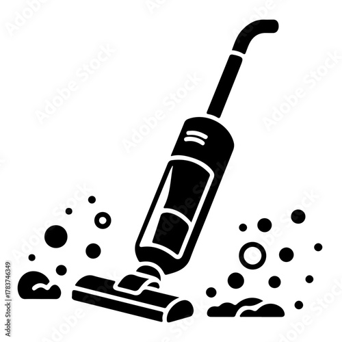 Upright vacuum cleaner on for cleaning the floor at home