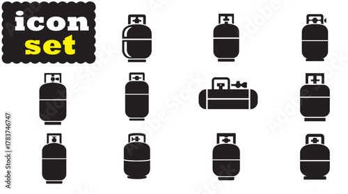Gas propane icon Set, Gas propane solid vector