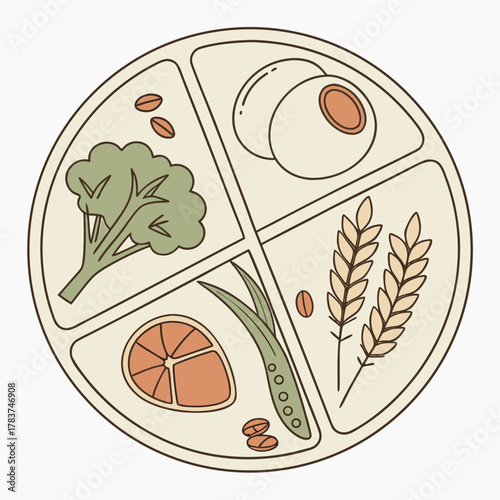 Healthy Food Plate with Divided Sections for Balanced Nutrition