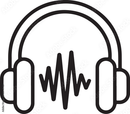 Headphones with sound waves banner advertisement