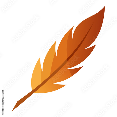 Stylized orange feather illustration with a vibrant color gradient