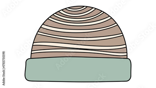 Cozy Beanie: Simple and elegant illustration of a classic winter beanie with a folded brim, ideal for showcasing warmth, comfort, and style.