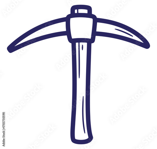 Stylized pickaxe illustration with thick outlines for mining related design projects