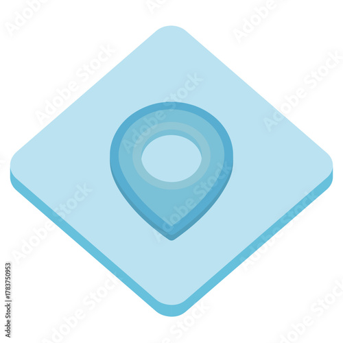 Modern location pin marker icon for navigation apps and mapping services in a cool blue color palette, perfect for travel and digital designs