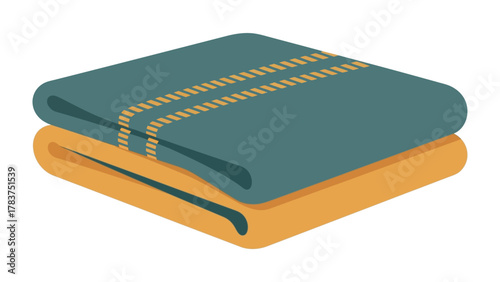 Folded Towels: A neat stack of two folded towels, one teal and one orange, offering a sense of comfort and cleanliness.