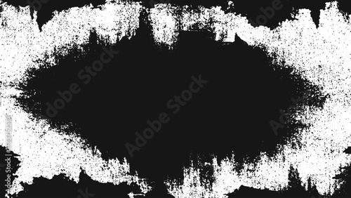 Black ink splatter and brushstroke design on white background with expressive grunge texture for artistic vector illustration 