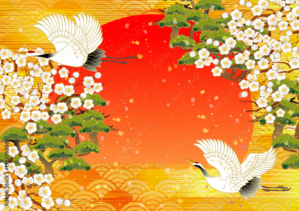 Obraz premium 年賀素材美しい和柄背景素材