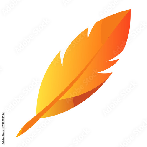 Stylized orange and yellow feather icon graphic element on white