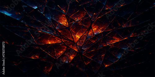 Abstract fiery background texture with bright orange and red flames in the dark, illustrating intense heat and energy