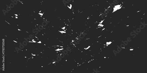 Black ink splat and white paint splashes form a dark night sky with motion and magic stars design