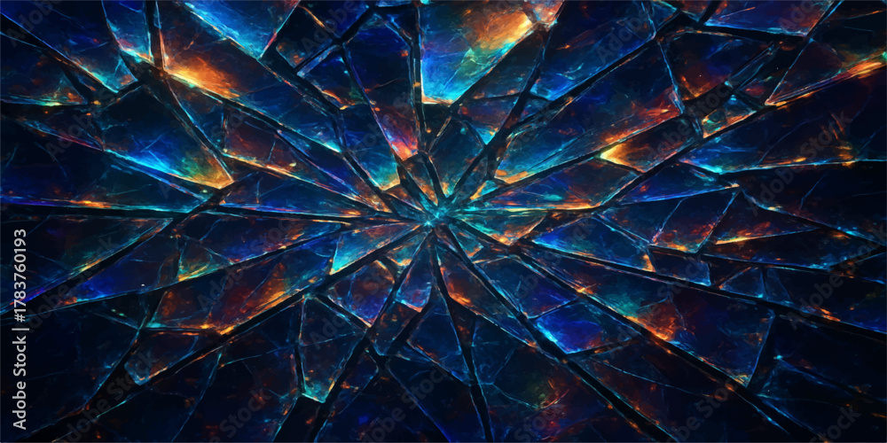 Obraz premium Abstract, colorful fractal flame illustration with a glowing starburst pattern, vibrant motion, and bright fantasy energy for a digital backdrop or design wallpaper