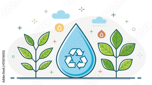 A Colorful Vector Design of Water Droplet for Sustainability