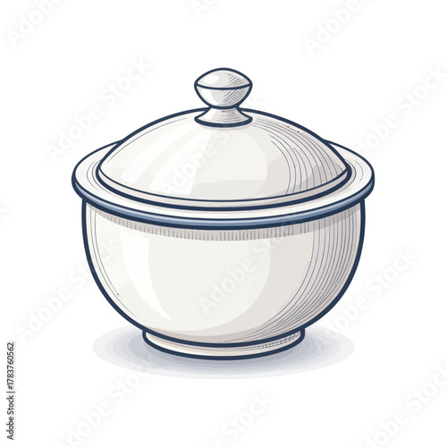 A Sugar Bowl Concept Vector with Lid in Minimalist Style
