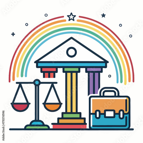 Colorful Flat Icon Illustrating a Bankruptcy Case