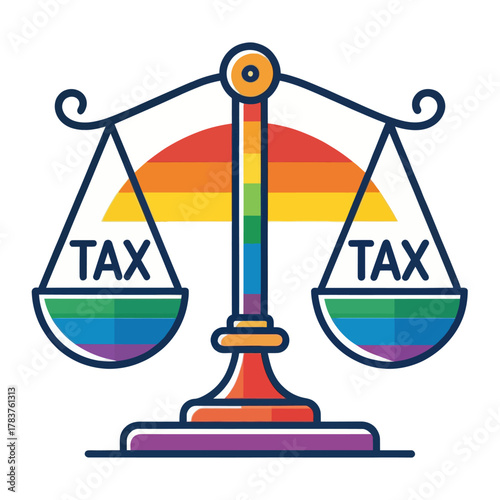 Colorful Flat Tax Law Icon with Bold Minimalist Design