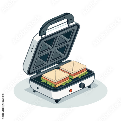 Compact sandwich maker press concept vector design illustration