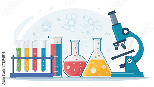 Colorful Vector Science Lab Experiment Setup For Research