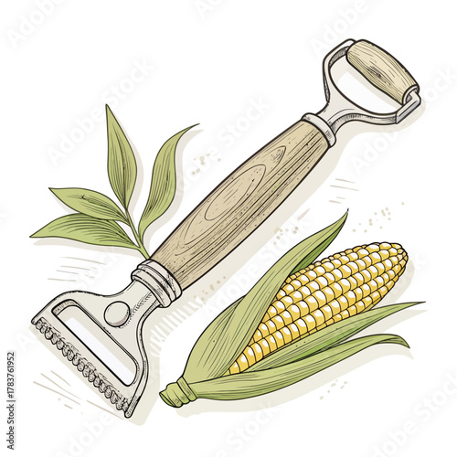Conceptual vector illustration of corn stripper with handle