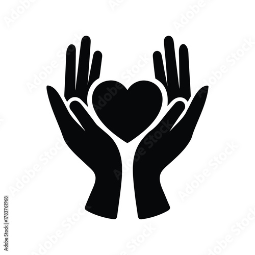 Symbol of Love and Compassion Hands Cupping a Heart - Represents Charity, Support, and Care. Ideal for Design and Social Awareness Projects
