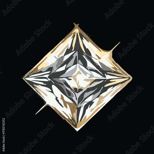 Diamond on Black Background Vector Illustration