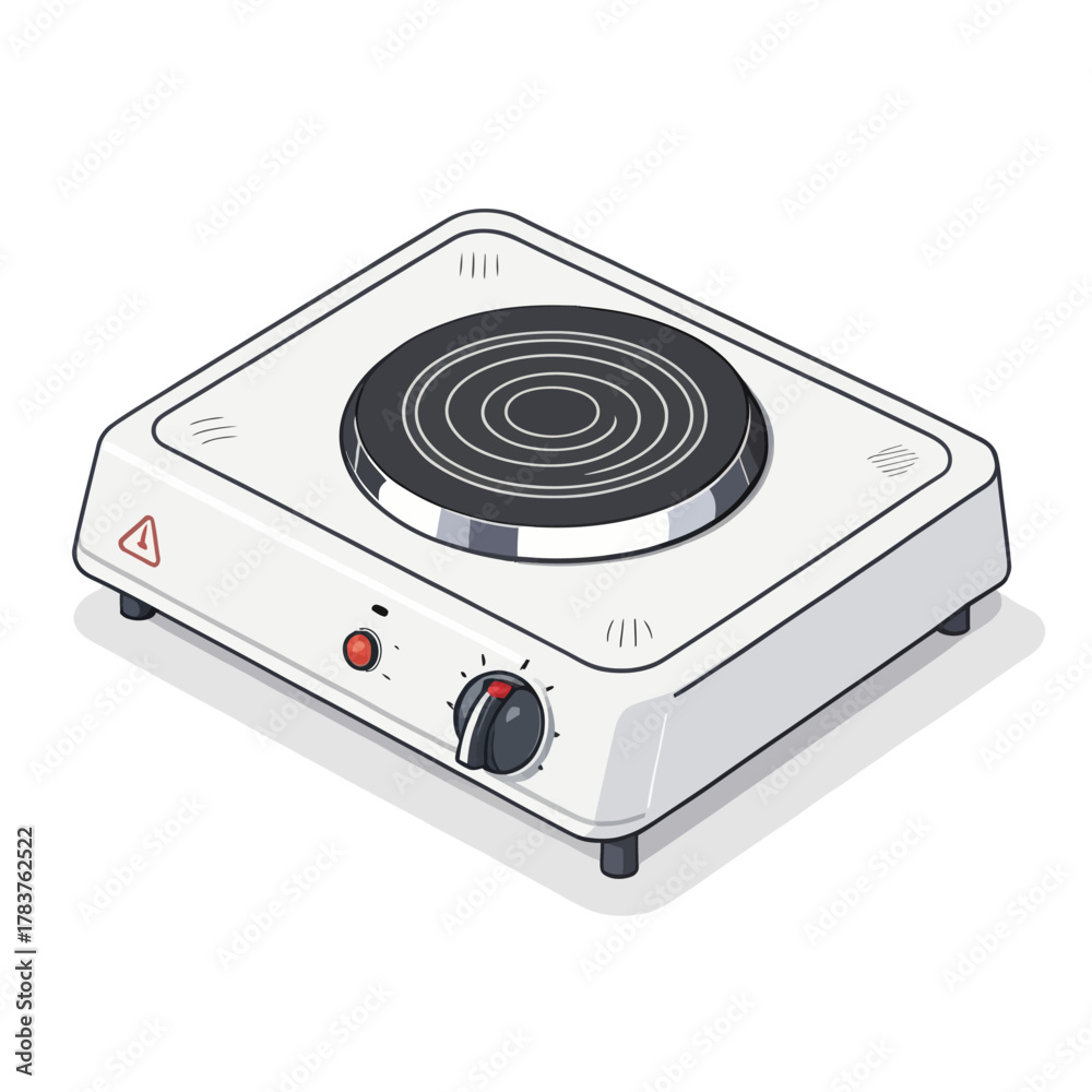Obraz premium Minimal Vector Illustration of a Single Electric Hotplate