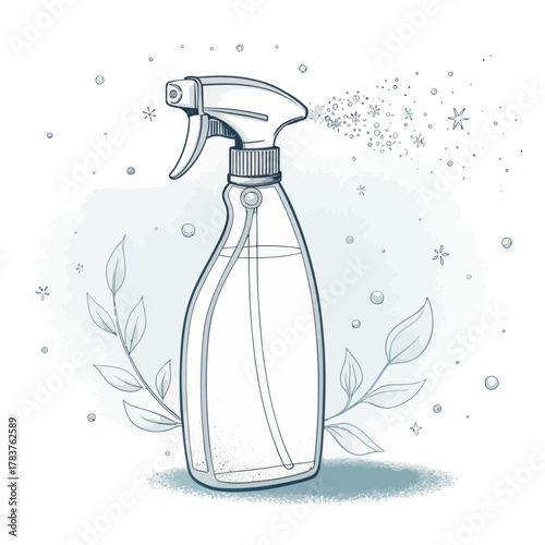 Minimal Vector Illustration of a Spray Bottle for Cleaning