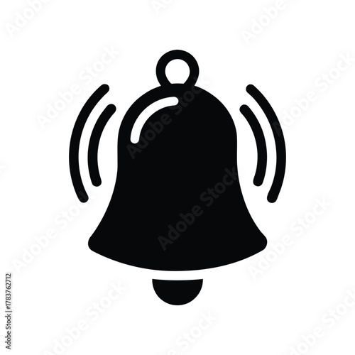 Vibrating bell icon signaling an active notification or incoming alert, perfect for user interfaces, mobile apps, and digital reminder systems. Represents new messages