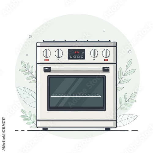 Modern electric oven design with digital control panel