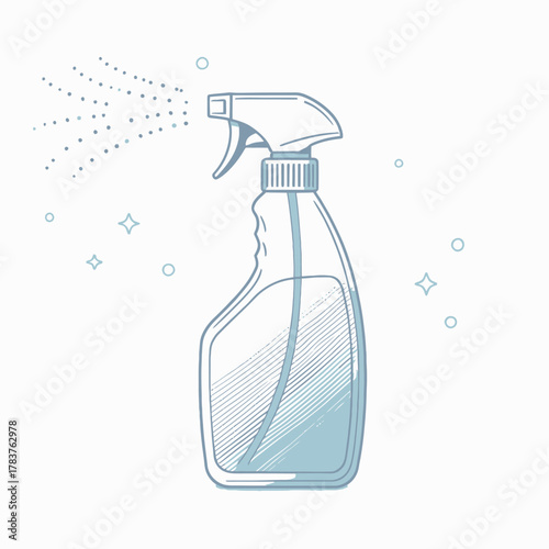 Spray bottle cleaning a surface with minimal design
