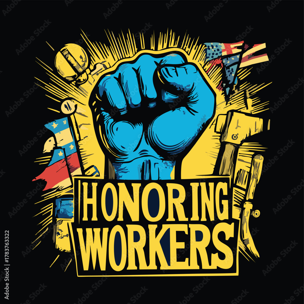 Obraz premium Happy Labour Day Vector Illustration