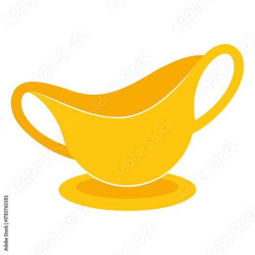 Yellow gravy boat serving dish flat icon vector illustration design