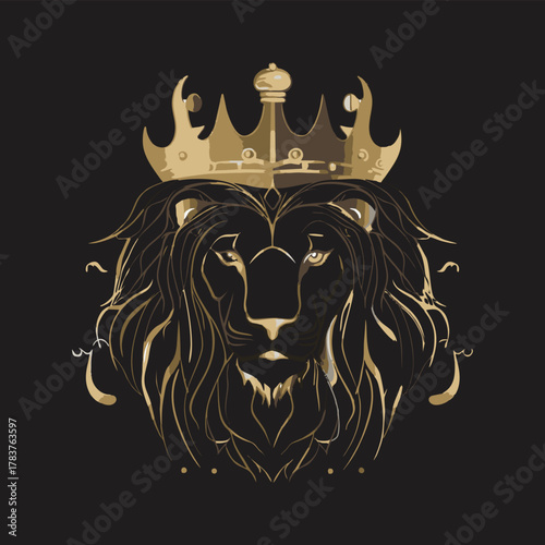 Heraldic Lion Head Vector Illustration