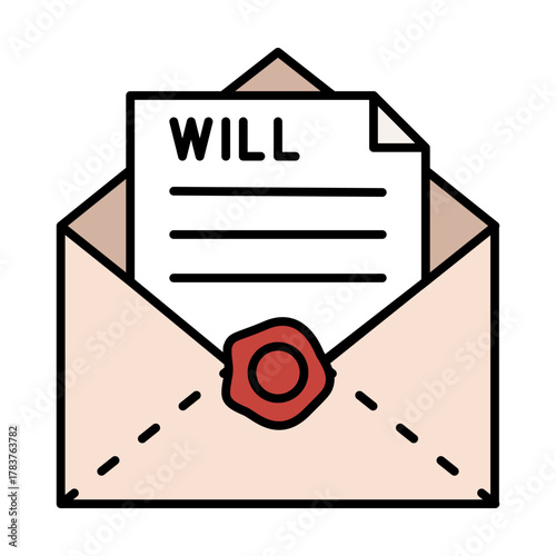 Last Will and Testament on Beige Envelope with Red Seal