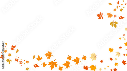 Autumn Maple Leaves Curved Border Frame on  Transparent Background