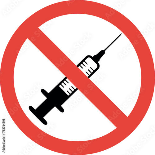Syringe prohibition sign