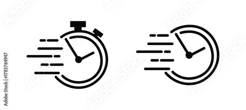 Fast time icon set. Fast stopwatch. Timer linear icon 