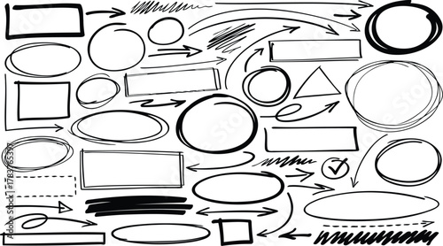 Hand drawn arrows and shapes offer dynamic visual elements for presentations, web design, infographics, flowcharts, and creative projects - perfect for adding emphasis and clarity!