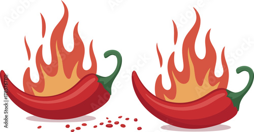 Chili pepper with flames