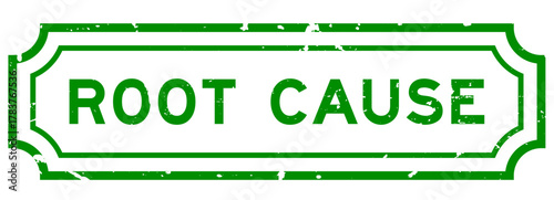 Grunge green root cause word rubber seal stamp on white background