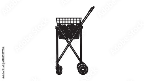 Tennis ball cart ready for practice, gear up for game day, athletic training equipment perfect for coaches and players, elevate your skills with this essential tool