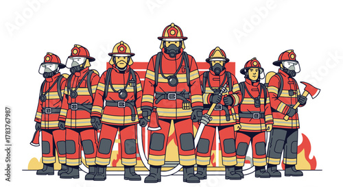 Brave Firefighters in Uniform Ready for Action