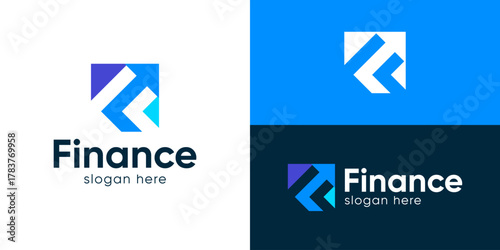 Creative simple finance logo template. Abstract letter F with arrow for Financial management logo design vector illustration.