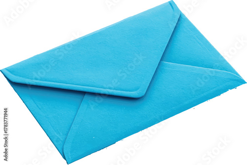 simple flat blue envelope icon, white background, ui design, 3d rendering, c4d, blender, cgi render