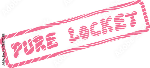 Charming Pure Locket phrase in a stylish pink striped rectangular badge evoking precious memories and sentiment