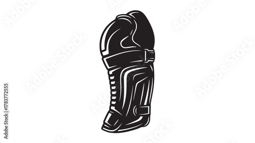 Get ready for the game with this protective shin guard design, perfect for sports equipment promotions, athletic gear advertisements, or team branding projects