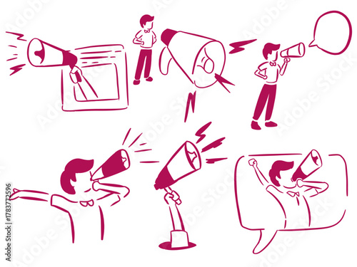 Set of illustration about announcement