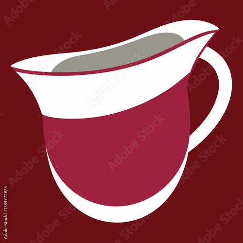 Elegant white and deep red stylized creamer pitcher vector art