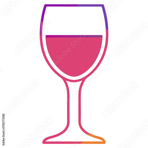 Modern artistic rendering of a wine glass holding pink liquid